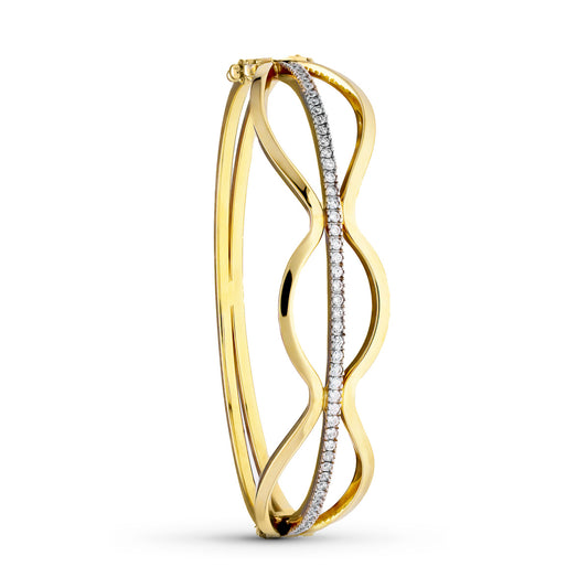 Pulsera Rigida Bicolor Circonita 18K