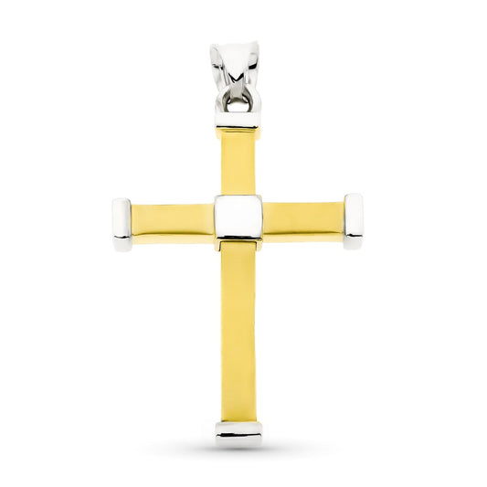 18K CRUZ ORO BICOLOR HUECA BICOLOR 38X24 MM