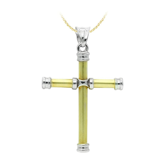 Cruz Bicolor Hueca 40 x 30 mm 18K