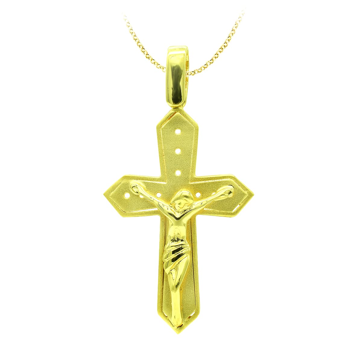 Cruz con Cristo 30 x 19 mm de oro amarillo 18K