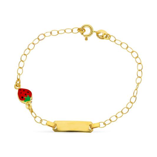 Esclava Fresa Esmalte 16 cm de oro amarillo 18K