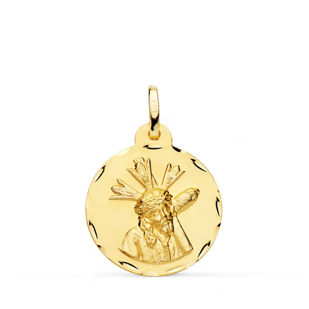 Medalla Cristo del Gran Poder Tallada 20 mm de oro amarillo 18K