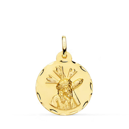 Medalla Cristo del Gran Poder Tallada 20 mm de oro amarillo 18K