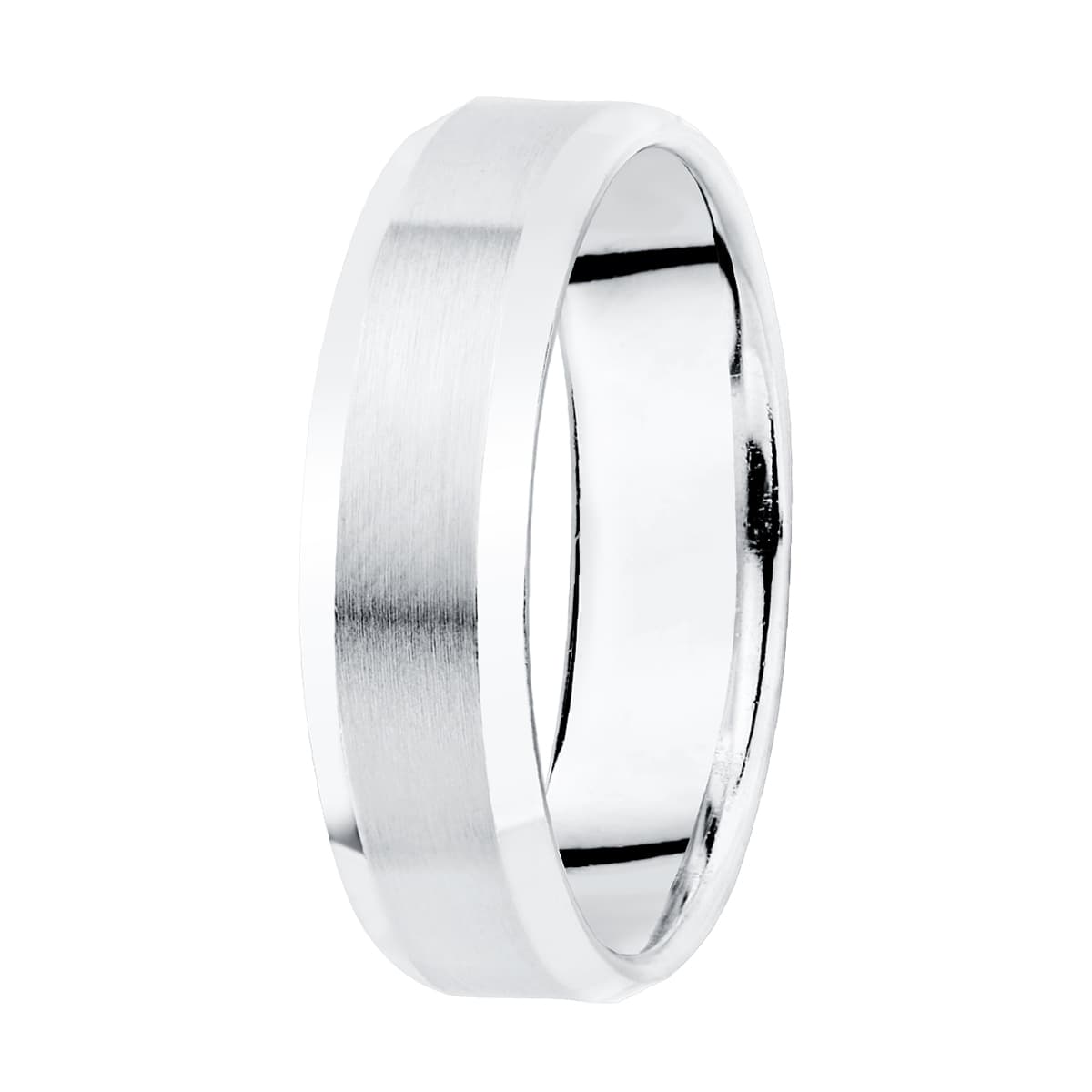 Alianza Matizada y Bordes Brillo. Ancho: 5 mm de oro blanco 18K