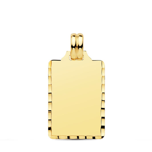18K PLACA CHAPA LISA ALTO BRILLO ORO AMARILLO TALLADA 24X14 MM