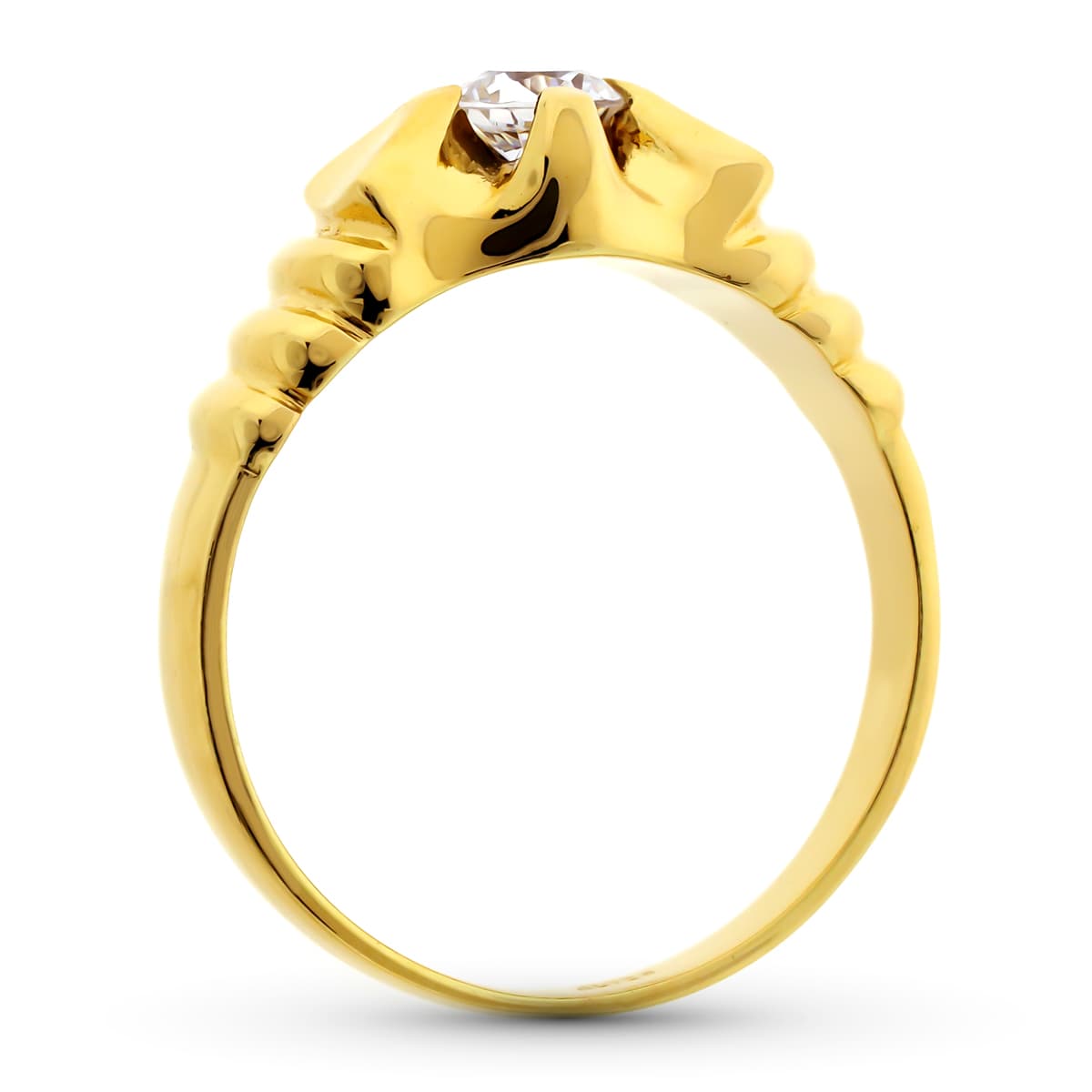 Solitario Macizo Circonita 4 mm. Ancho 7,5 mm de oro amarillo 18K