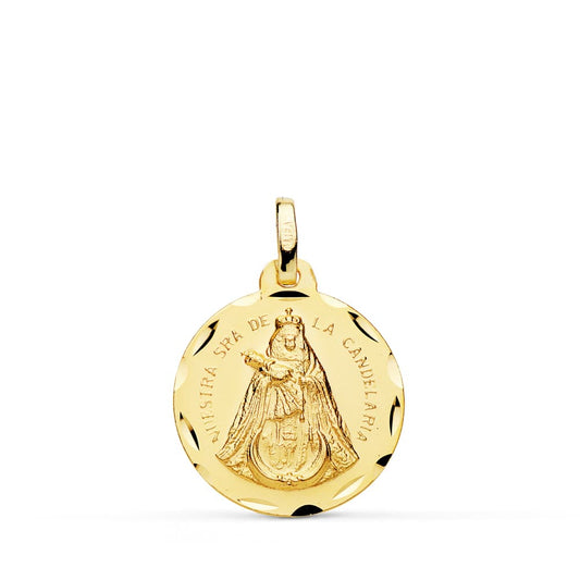 Medalla Nuestra Señora de la Candelaria Tallada 18 mm de oro amarillo 18K