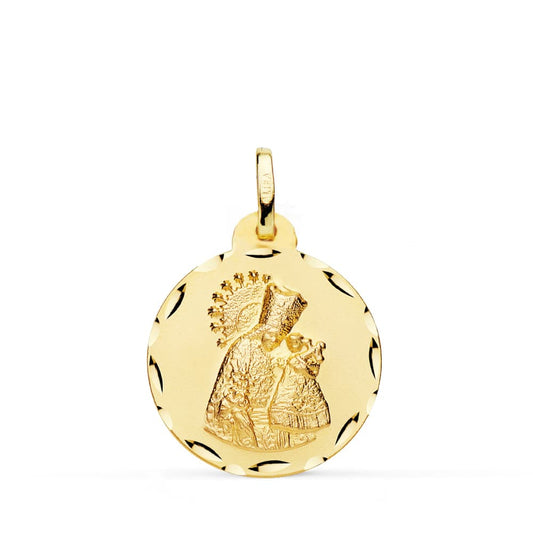 Medalla Virgen de Los Desamparados Tallada 20 mm de oro amarillo 18K