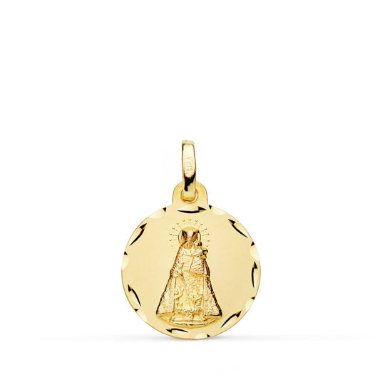 Medalla Virgen de Los Desamparados Tallada 16 mm de oro amarillo 18K
