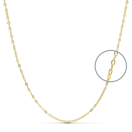 Cadena Maciza Forzada 40cmx1 mm de oro amarillo 18K