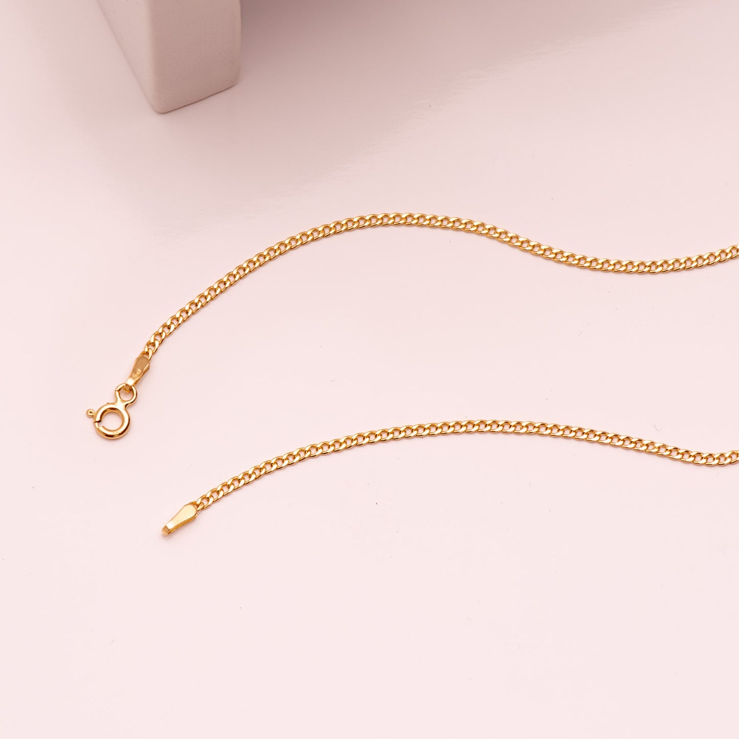 18K CADENA ORO AMARILLO BARBADA HUECA 40CM ANCHO 1.5 MM