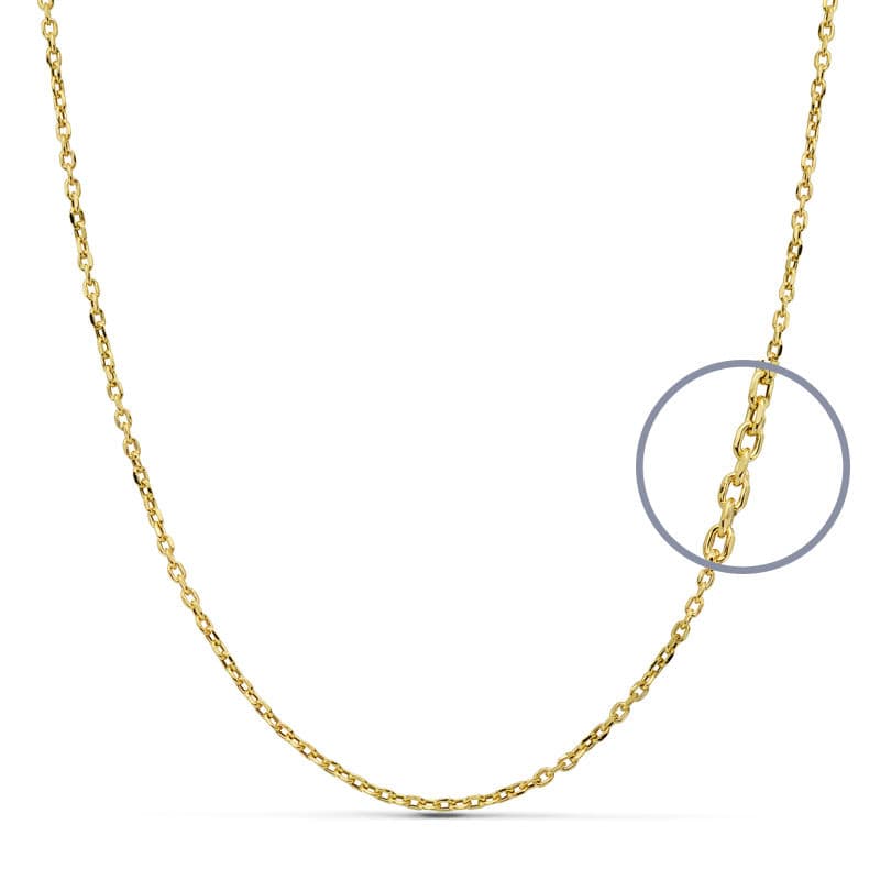 Cadena Forzada 45 cm Hueca 1,50 mm de oro amarillo 18K