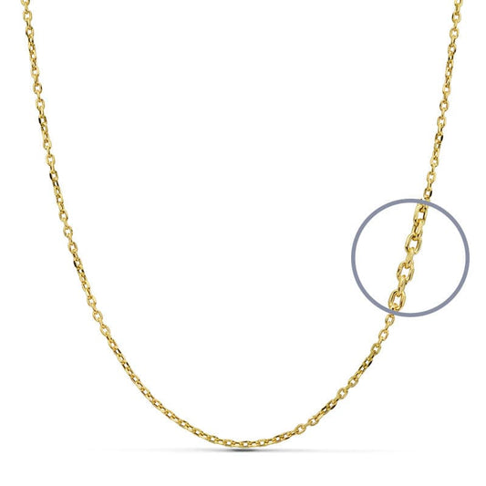 Cadena Forzada 40 cm Hueca 1,50 mm de oro amarillo 18K