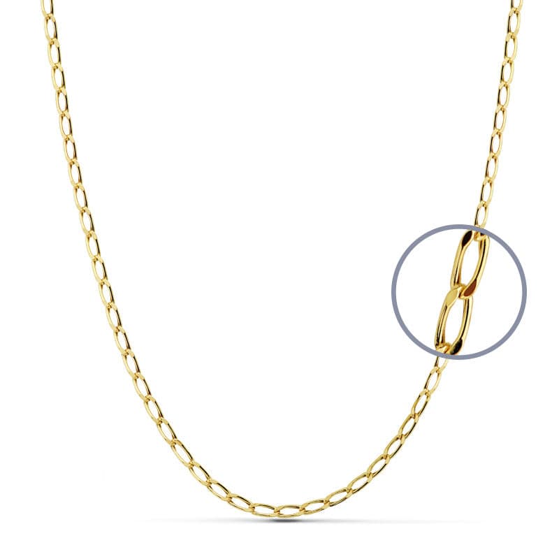 Cadena Eslabon Bilbao Hueca. Largo: 60 cm. Ancho: 2,5 mm de oro amarillo 18K