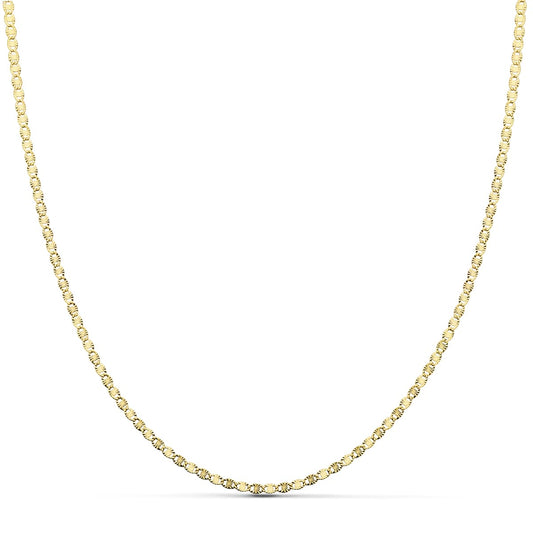 18K CADENA ORO AMARILLO MACIZA DIAMANTADA 1.5 MM 40CM
