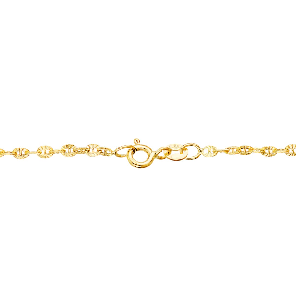 Cadena Forzada Hueca Eslabon Tallado Largo 45 cm Ancho 2 mm de oro amarillo 18K