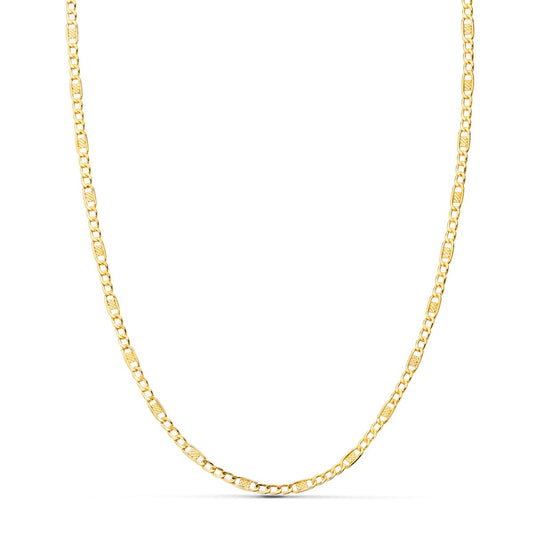 Cadena Combinada Hueca 3x1. Largo 50 cm Ancho 2 mm de oro amarillo 18K