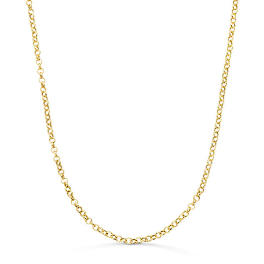 18K CADENA ORO AMARILLO ROLO HUECA LIGERA ANCHO: 2.5MM LARGO: 45CM CIERRE REASA