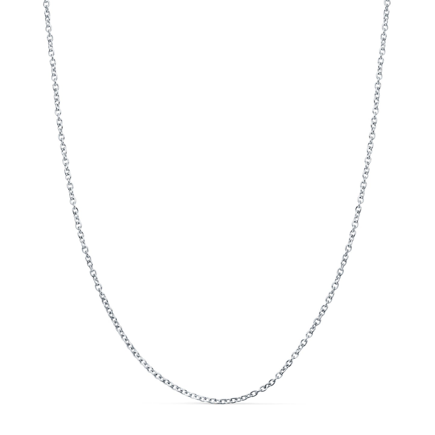 Cadena Forzada Maciza Ancho: 1 mm Largo: 45 cm de oro blanco 18K