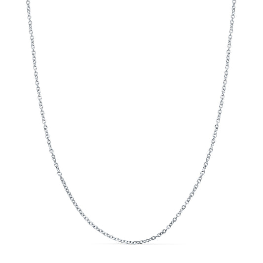Cadena Forzada Maciza Ancho: 1 mm Largo: 45 cm de oro blanco 18K