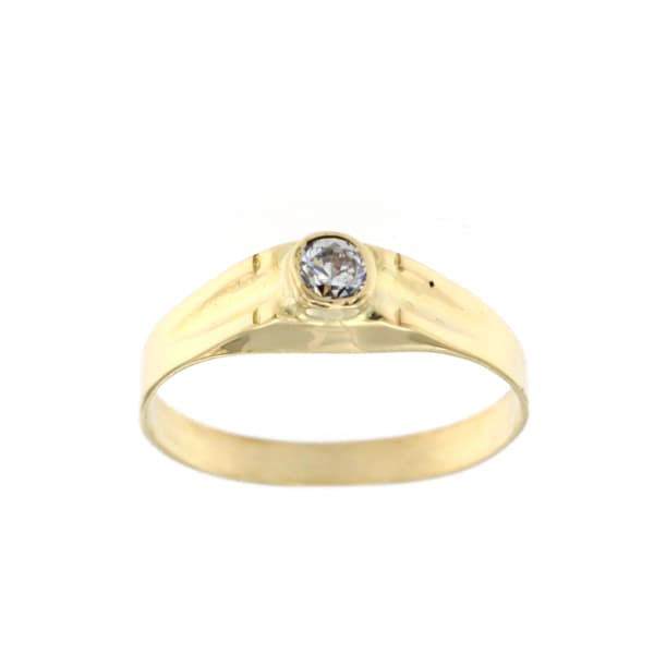 Solitario Pequeño Circonita. Ancho: 4 mm de oro amarillo 18K