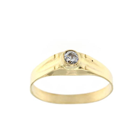 18K SOLITARIO PEQUEÑO ORO AMARILLO CIRCONITA. ANCHO: 4 MM