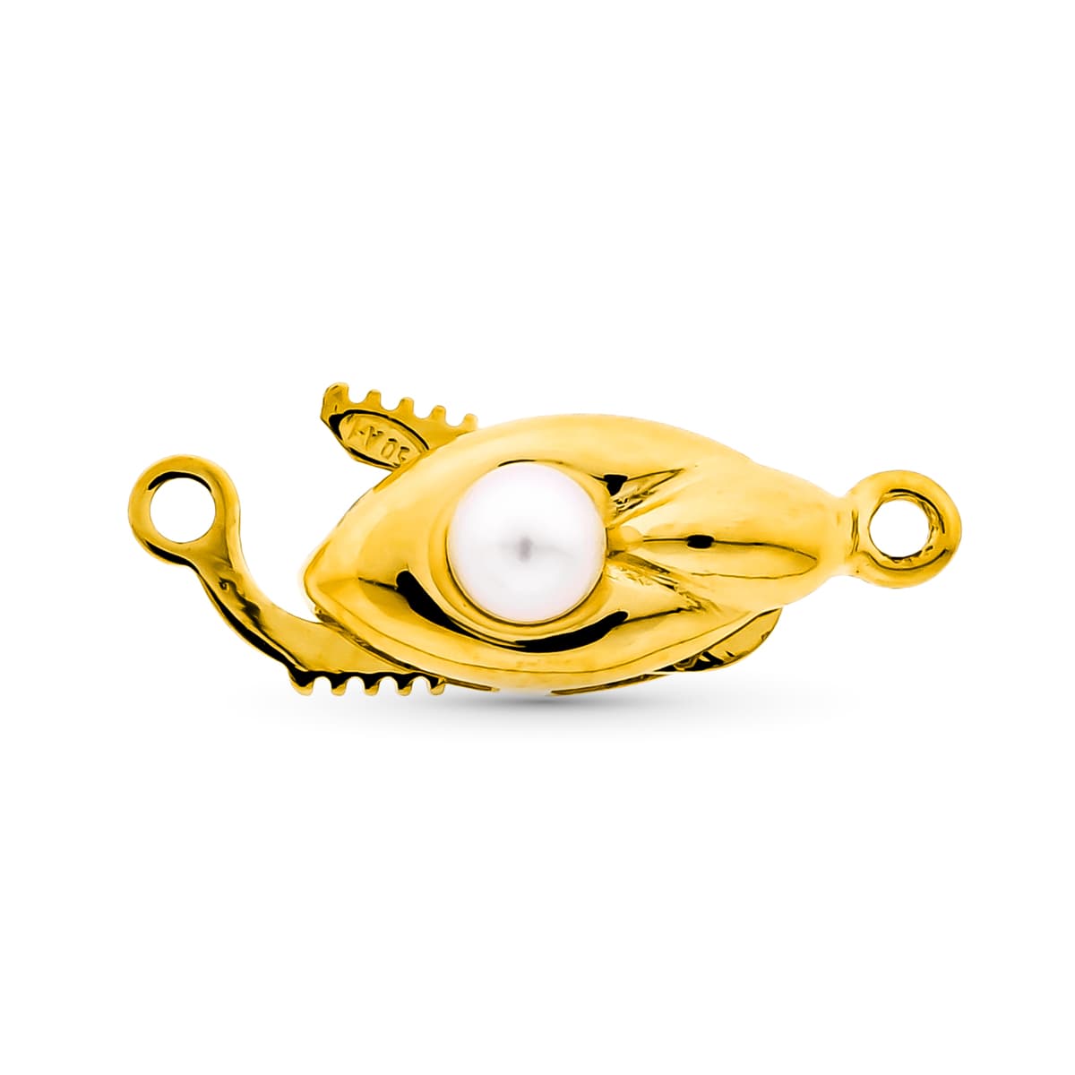 18K FORNITURA CIERRE BROCHE COLLAR ORO AMARILLO PARA 1 VUELTA CON PERLA