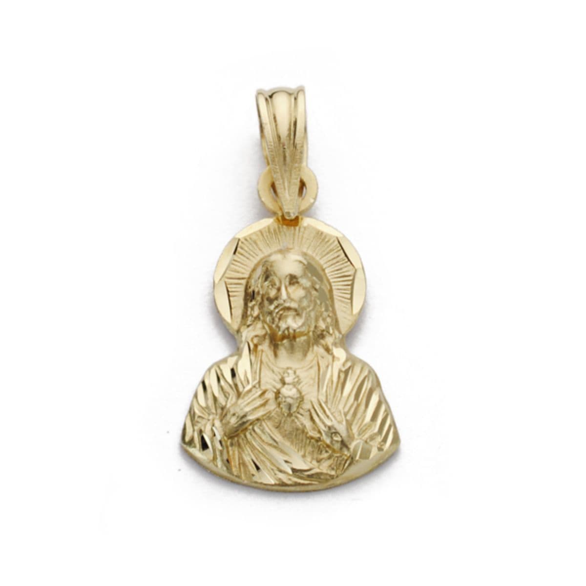 18K COLGANTE ORO AMARILLO CRISTO SAGRADO CORAZON DE JESUS. 17X10 MM