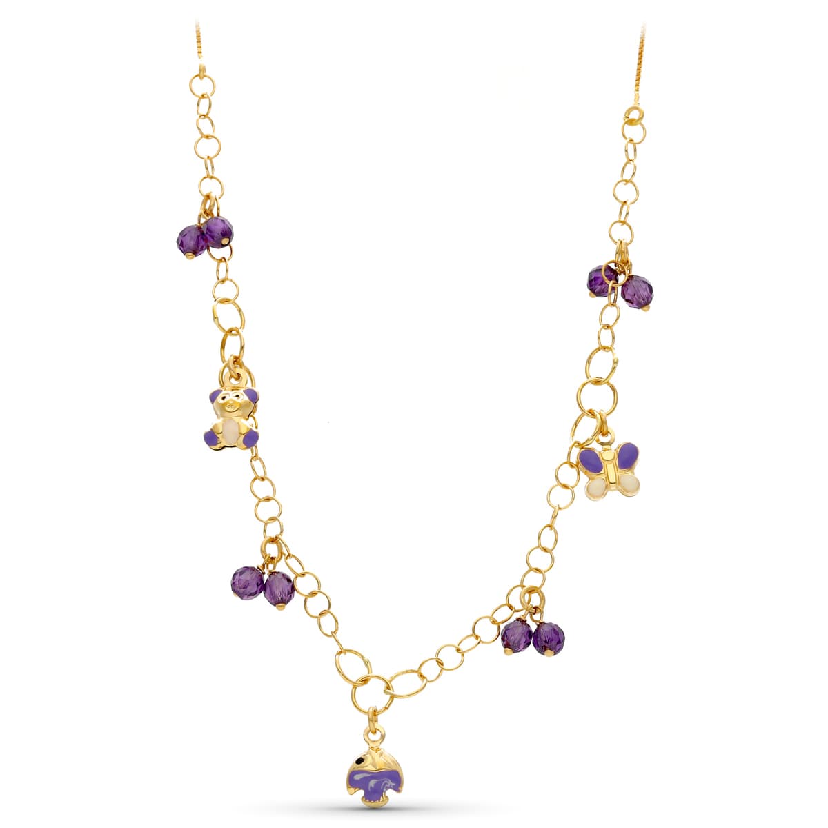 18K GARGANTILLA ORO AMARILLO ESMALTE Y PIEDRAS