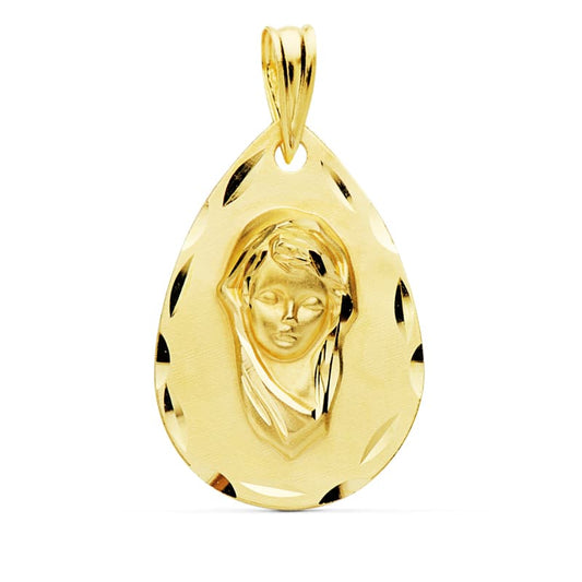 Medalla Virgen Niña 21 x 14 mm de oro amarillo 18K