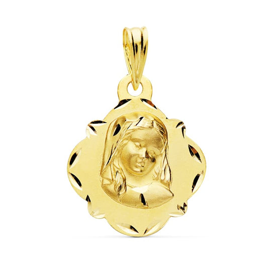 Medalla Virgen Niña 19 x 16 mm de oro amarillo 18K