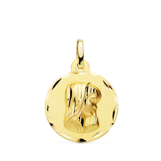Medalla Virgen Niña 16 mm Bisel de oro amarillo 9K
