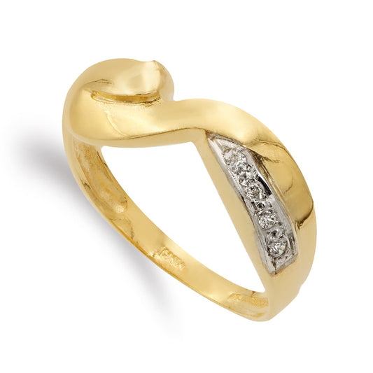 18K SORTIJA ORO BICOLOR BANDAS CON CIRCONITAS. ANCHO: 6 MM