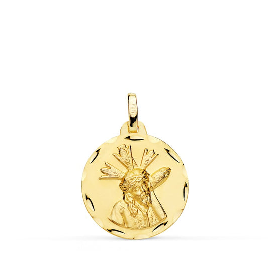 Medalla Cristo del Gran Poder Tallada 18 mm de oro amarillo 18K