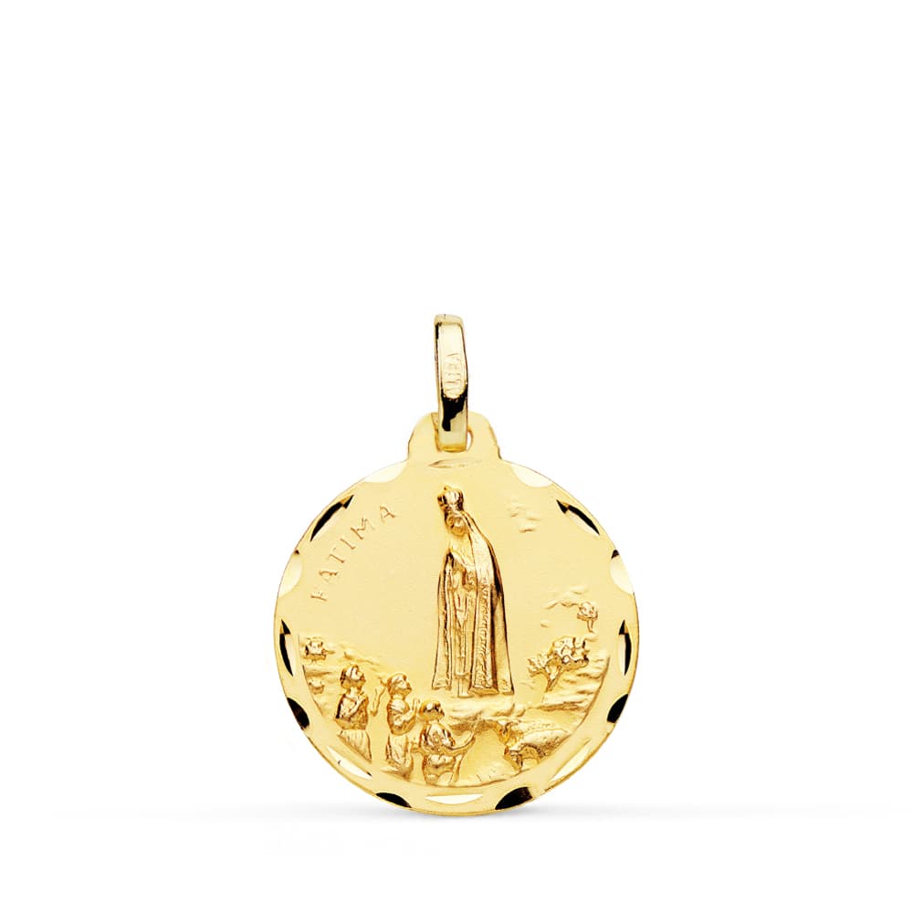Medalla Virgen de Fatima 18 mm de oro amarillo 18K