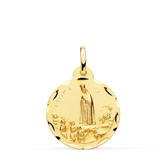 Medalla Virgen de Fatima Tallada 22 mm de oro amarillo 18K