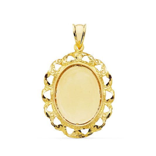18K PLACA CHAPA CERCO ORO AMARILLO OVAL 32X25 MM 4.65 GR