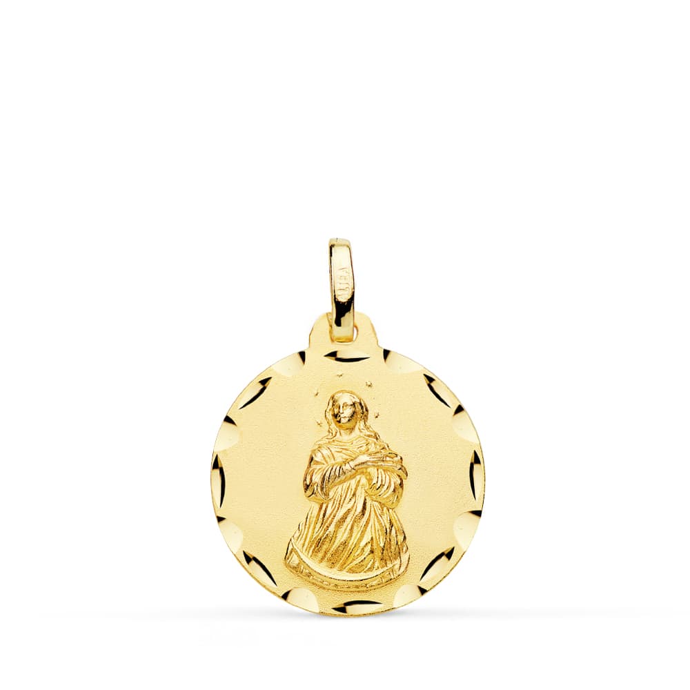 18K MEDALLA ORO AMARILLO VIRGEN INMACULADA TALLADA 18 MM