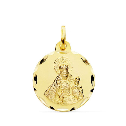 Medalla Virgen del Rosario Tallada 18 mm de oro amarillo 18K