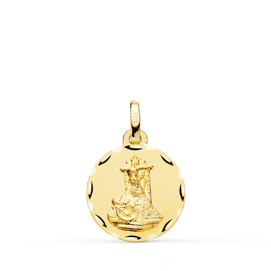 Medalla Virgen de Las Angustias Tallada 16 mm de oro amarillo 9K