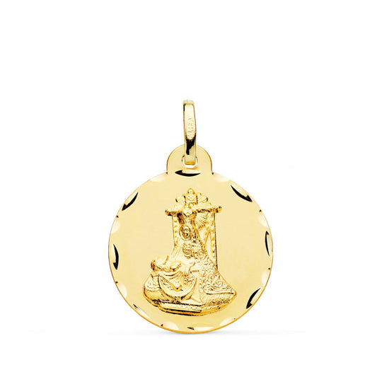 Medalla Virgen de Las Angustias Tallada 20 mm de oro amarillo 9K