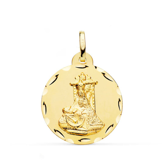 Medalla Virgen de Las Angustias Tallada 24 mm de oro amarillo 9K