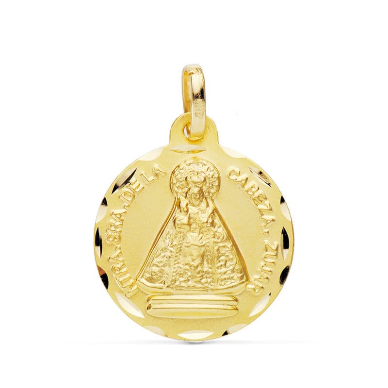 Medalla Virgen de la Cabeza de Zujar 18 mm de oro amarillo 18K