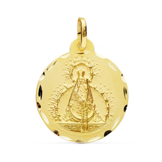 Medalla Virgen de la Cabeza Tallada 22 mm de oro amarillo 18K