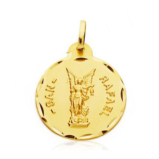 Medalla San Rafael 20 mm de oro amarillo 18K