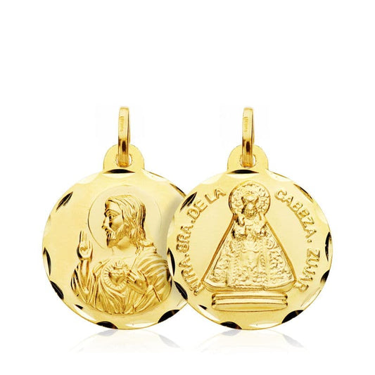 Escapulario Corazon de Jesus Virgen de Zujar 18 mm de oro amarillo 18K