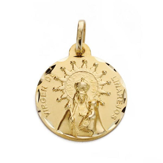 Medalla Virgen de Linarejos 18 mm de oro amarillo 18K
