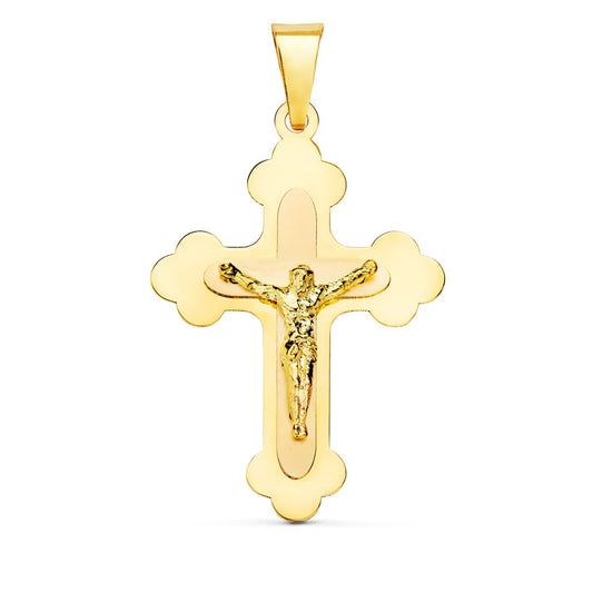 Cruz con Cristo en Brillo 32 x 22 mm de oro amarillo 18K