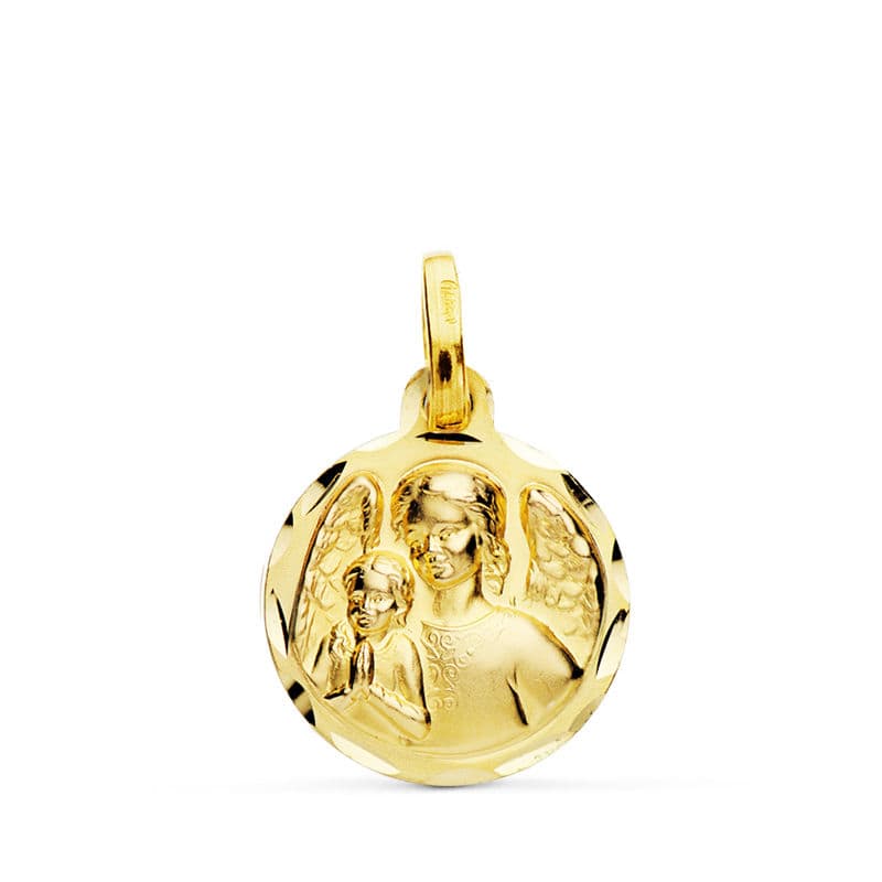 Medalla Angel de la Guarda 14 mm de oro amarillo 18K