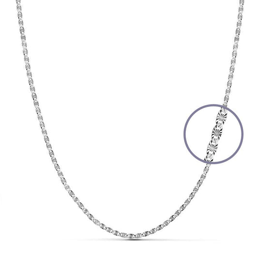 Cadena Maciza Diamantada 45 cm 2 mm de oro blanco 18K